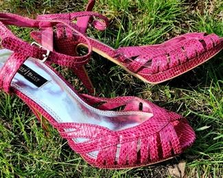 Pink Snakeskin Sandals