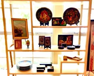 A wide selection of vintage Russian Plates, Laquer Boxes, and more.