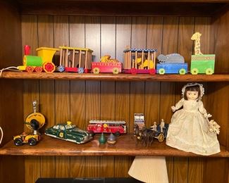 Wind Up Vintage Dick Tracy Car and other vintage toys