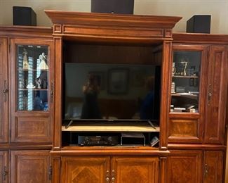 READ Hooker TV Entertainment Center w/ Bookcase Cabinet.