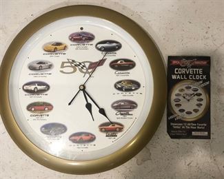 Corvette 50 year commemoration wall clock & Corvette Anniversary Coffee Table Book