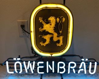 Lighted Lowenbrau Advertising Neon Sign in working condition