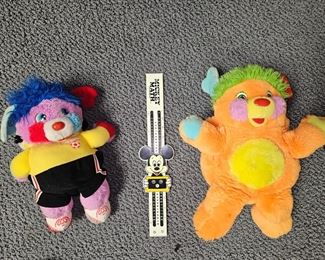 Vintage Mickey Math Ruler, Vintage 1987 Soccer Ball Popple, Vintage 1985 Popple Orange W/Green Hair!
