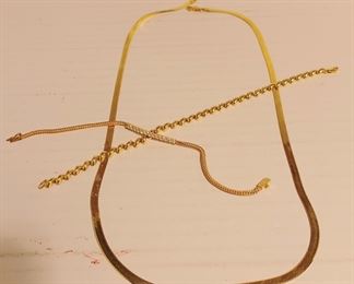 18 & 14 K Gold Necklace and Bracelets 