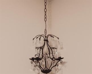 Decorative Black Iron & Crystal Chandelier 