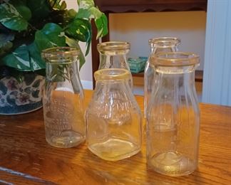 Collectible Half Pint Embossed Milk Bottles