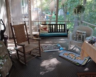 Porch Swing, Wicker & Country Rocker