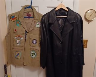 Designer Leather Coat 2XL & Bird Watchers Vest