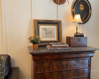 19th century Louis Phillipe commode, mahogany with marble top circa 1830
Purchased from Empire Antiques