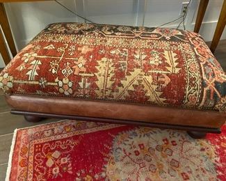 Large stool in Serapi and leather remnant - nice looking!