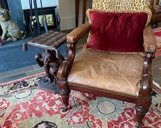 Ralph Lauren Polo leather and leopard arm chair  ❤️❤️