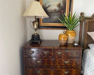 Olive Oyster Burled chest of drawers