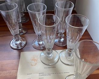19th century French set of crystal Mirabeau champagne flutes purchased from Wirthmore Antiques 