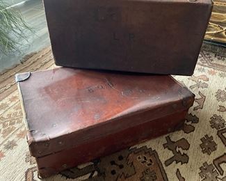 More old monogrammed leather suitcases 