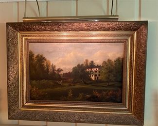 Antique Oil Landscape Painting: 22"H X 29-1/2"W