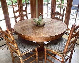 Round Pedestal Table with 4 Ladderback Chairs