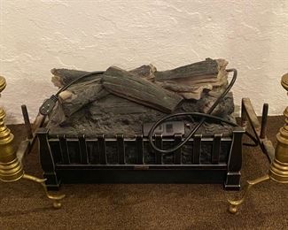 Electric Fireplace Insert and Andirons