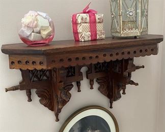 Antique Eastlake Wall Shelf and Decorative Accessories