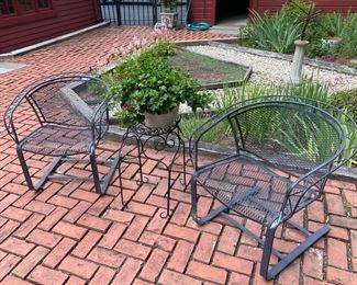 Wrought Iron Chairs / Plant Stand