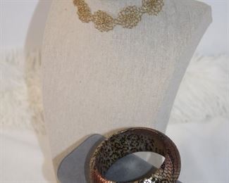 Rose Lace Chocker With Snake Skin Bangle