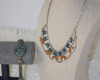 Statement Necklace With Bracelet