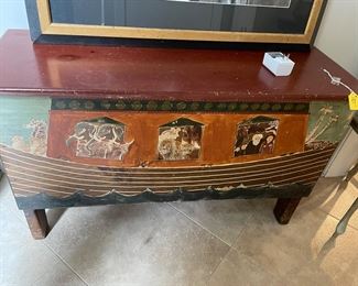 Handmade, handpainted, vintage, Childs toy chest/blanket chest 