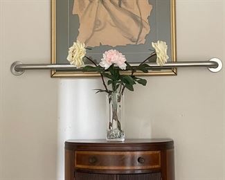 Small cabinet, crystal vase, beautiful nude, pencil drawing