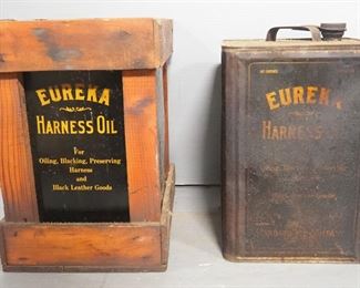 Eureka Harness Oil, Standard Oil Co, 5 Gallon Cans, 1 In Wood Crate, Qty 2 Cans, Local Pick Up Only