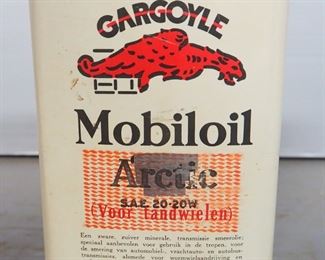 Gargoyle Mobiloil Motor Oil, Socony- Vacuum Co, One Gallon Can With International Language Can