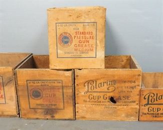 Polarine Cup Grease And Gun Grease Wood Crates, Total Qty 4