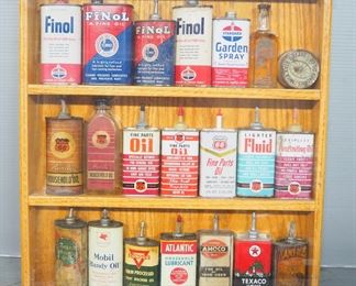 Phillips 66 And Standard Oil Company Lubricant Cans In Display Case