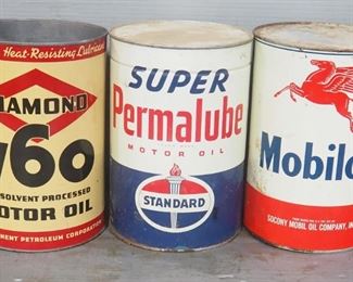 Diamond 760, Mobiloil. And Standard Super Permalube 5-Qt Cans, And Veedol And Amojell 5-lb Cans