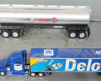 Phillips 66 Conoco 76 Model Tanker Truck, 19.5" Long, And Chevron Delo Model Truck, 16" Long