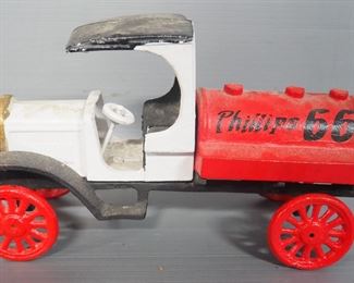 Cast Iron Phillips 66 Delivery Trucks, 10" Long, Qty 2