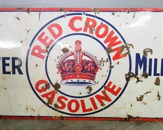 Red Crown Gasoline Metal Sign, Reverse Garage Sign, 60" Wide x 28" High