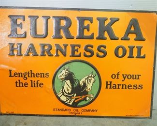 Eureka Harness Oil Metal Sign, 20" Wide x 13.5" High