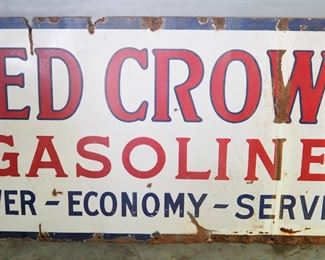 Red Crown Gasoline Metal Sign, 60" Wide x 28" High