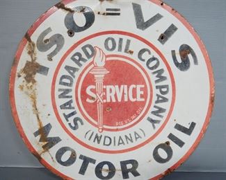 Standard Oil Co. Iso=Vis Motor Oil Double Sided Metal Sign, 30" Diameter