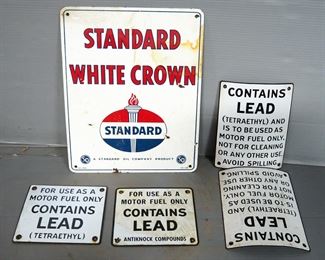 Standard White Crown Metal Sign, 12" Wide x 15" High, And Contains Lead Signs, Qty 4