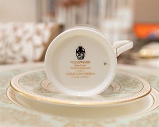 12 place setting plus additional pieces, platter, soup terrine, medium bowl, espresso and tea cups. Columbia Sage Green Rim
by WEDGWOOD