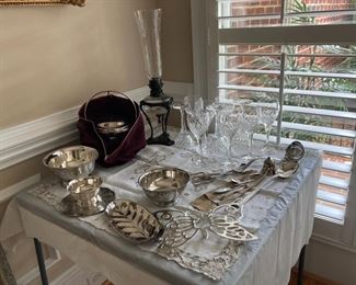 Sterling, crystal, cut glass