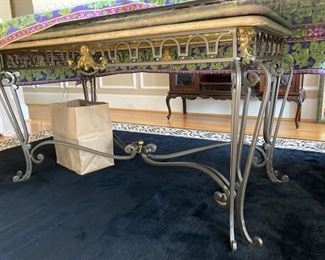 Glass, marble, iron dining table elegant