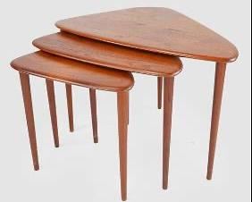1950s Mid-Century Modern Triangular Teak Wood Nesting Tables