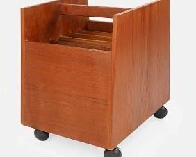 Bruksbo Teak Danish Modern Magazine Rack on Wheels Rare Short Version Trolley