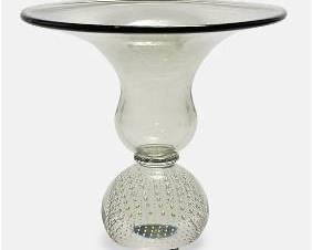 1950s MCM Carl Erickson Controlled Bubble Heavy Compote Vase Tall Bowl