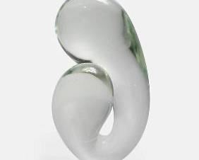 Steuben Style Abstract Mother and Child Crystal Glass Modernist Biomorphic Sculpture