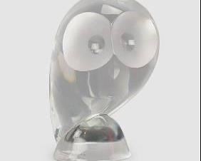Donald Pollard for Steuben Figural Crystal Glass Modernist Owl Figurine