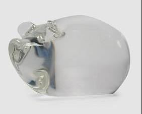 Signed Steuben Crystal Glass Pig Paperweight