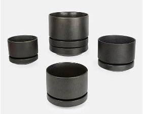 Arabia Finland Pottery Planters w/Undertrays by Richard Lindh MCM Modernist Flower Pots