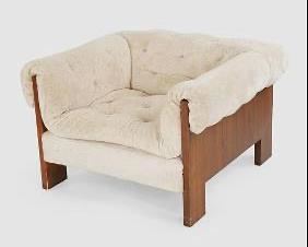 Milo Baughman Style Mid-Century Modern Teak Lounge Chair